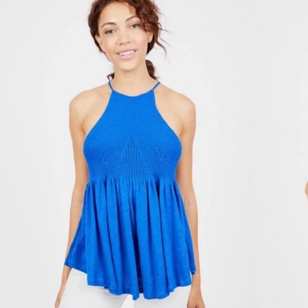 Free People Road Trip Crochet Tank Top Sz XS Flowy Relaxed Boho